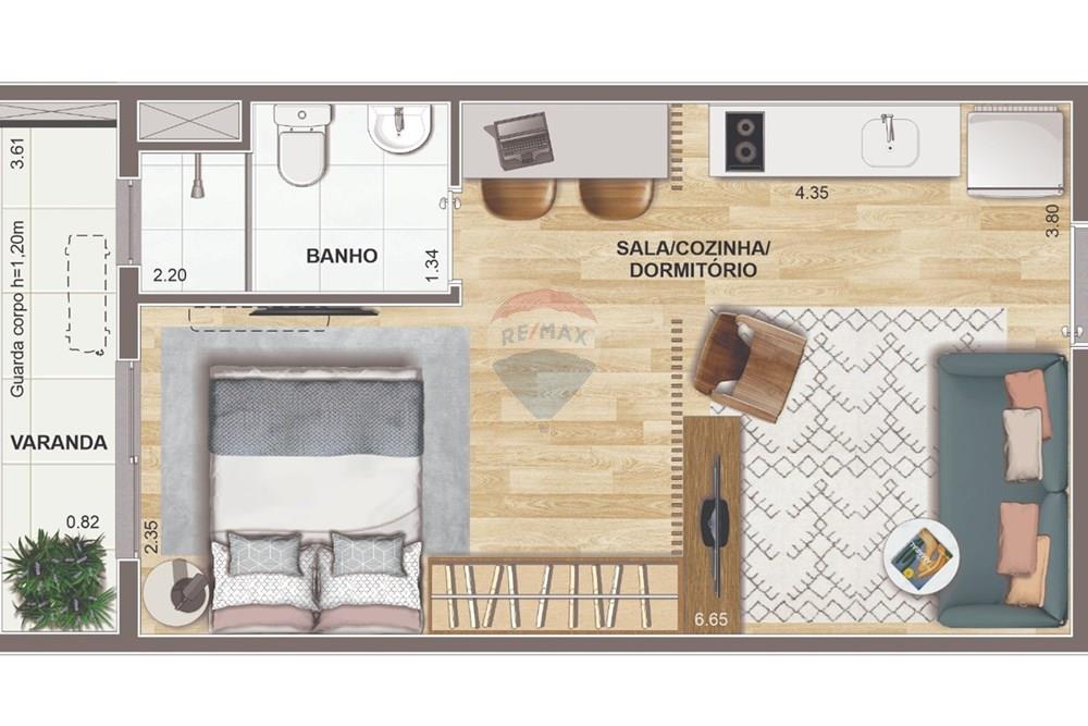 Studio - Venda - Rio de Janeiro , Rio de Janeiro - Planta studio.jpeg - 570421034-38