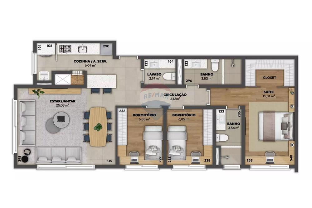 Apartamento - Venda - Canoas , Rio Grande do Sul - Plantas-Planta_Padrao_Apto_3D_87M_-full.jpg - 610241038-22