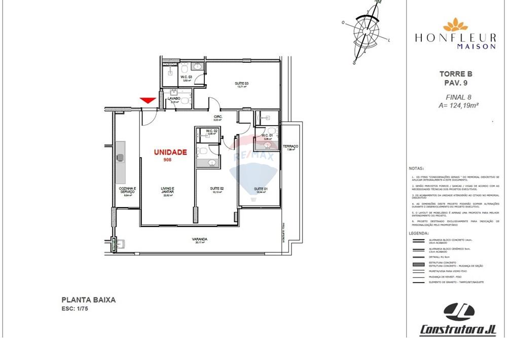 Apartamento - Venda - Vitória , Espírito Santo - Planta Torre BPav. 9 Final 8 124,19 M².jpg - 620121064-2