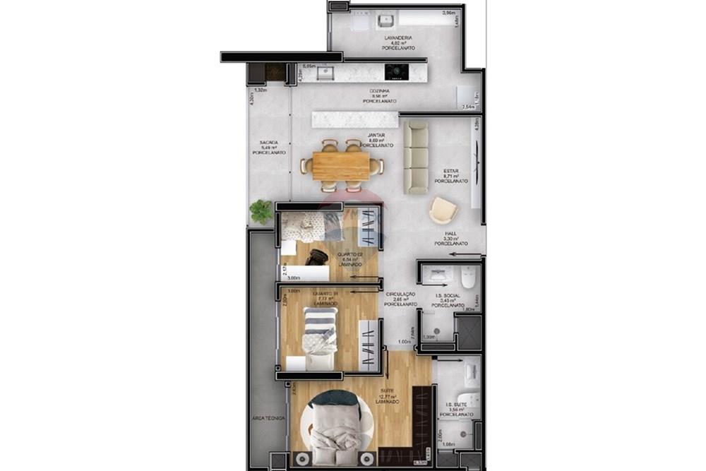 Apartamento - Venda - Cascavel , Paraná - Planta Cannes (meio).jpg - 960151004-58